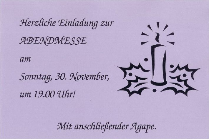 Abendmesse am 30.11.