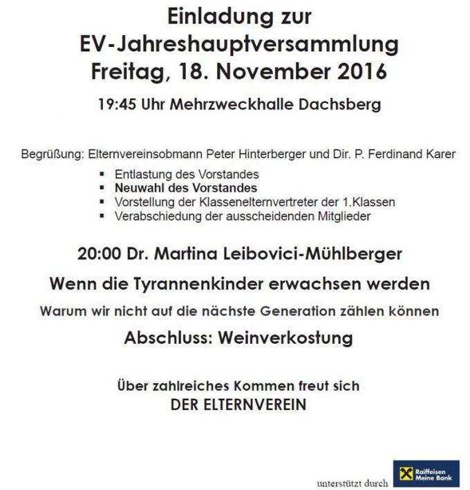 Jahreshauptversammlung des Elternvereins 2