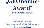 Gratulation an Jonas Floss (7A) zum Einzug ins Finale des GEOnomic-Award 2020/21!